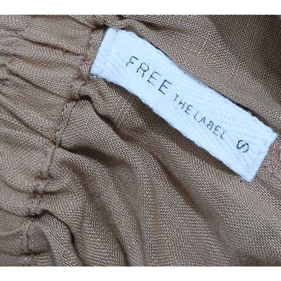 Free the label womens small high waist handmade 100% linen shorts nutmeg - Picture 5 of 7